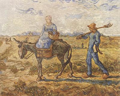 Vincent Van Gogh Morning:Peasant Couple Going to Work (nn04) china oil painting image
